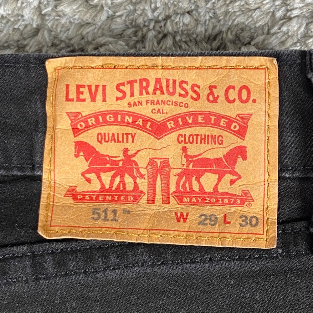 Levis 511 Jeans Mens 29x30 Black Denim Slim Stretch Cotton Blend Casual Pant - Picture 9 of 11